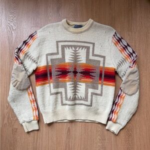 VTG Pendleton MENS Medium Chief Joseph Virgin Wool Sweater USA Western Aztec